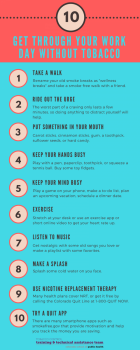 A list describing how to get through a workday without tobacco. Learn more about quitting tobacco.