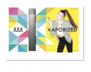 Advertising for JUUL e-cigarettes. Learn more about vaping and the risks.