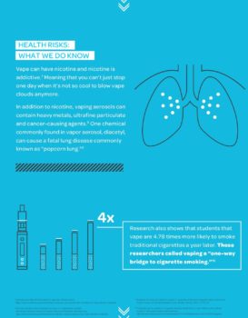 Image showing the facts about vaping. Learn more about vaping facts and common questions. Learn more about tobacco use in Colorado.