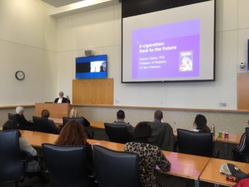 Policy makers and medical professionals talk about the dangers of vaping in this video screen shot. Learn more about vaping and tobacco use in Colorado.