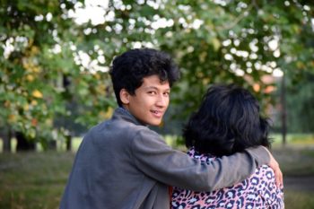 A mother and son pose and smile. Learn more about vaping and tobacco use in Colorado.