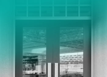A restaurant door is shown demonstrating that smoking and vaping are prohibited within 25 feet of businesses. Learn more about vaping and tobacco prevention in Colorado.
