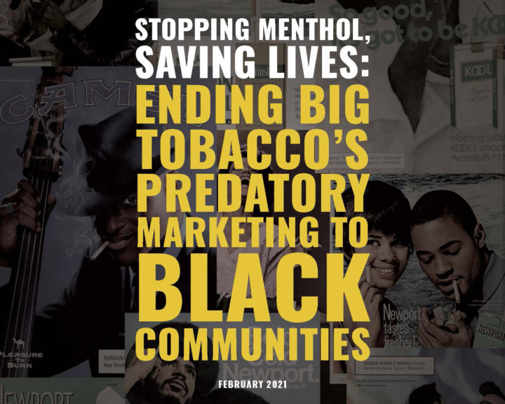 Image reads: stopping menthol, saving lives: ending big tobacco's predatory marketing to black communities