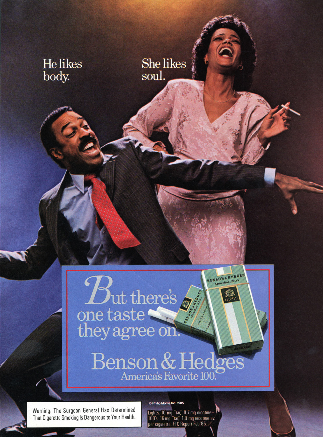 Cigarette ad featuring African American people enjoying cigarettes.