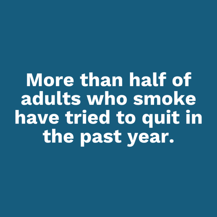 More than half of adults who smoke have tried to quit in the past year.